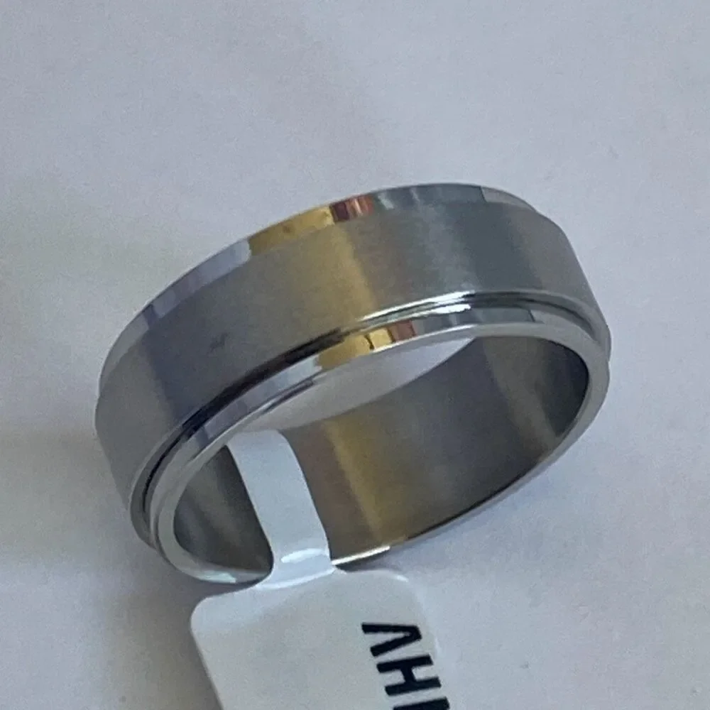 Men’s Spinner Ring Stainless Steel Fidget Band Silver Size 11 Anxiety Ring